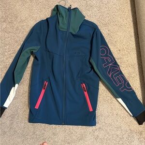 Oakley Navy Blue Softshell Raincoat with Pink Zippers